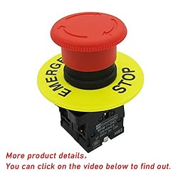 mxuteuk 2pcs 22mm 2 NC Red Mushroom Emergency Stop