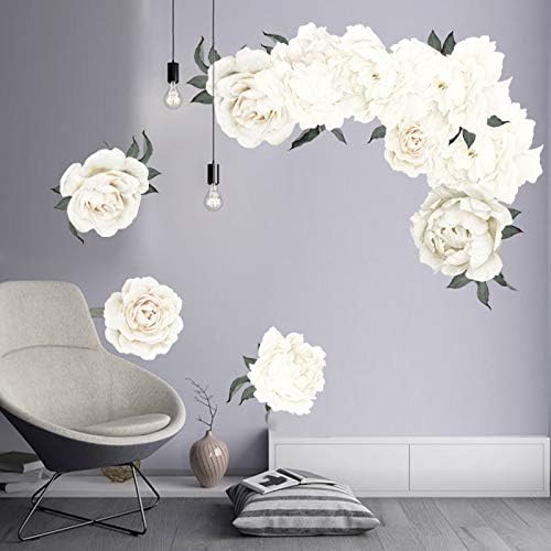 Amaonm Fashion Peony Flowers Wall Decals Removable DIY Floral Wall Stickers Kids Room Girls Nursery Bedroom Flower Peel Stick Art Decor Decoration for Living Room Bathroom Office Wall Corner (B)