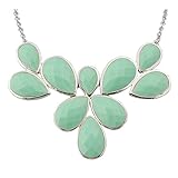 Jane Stone Mint Statement Flower Necklace Fashion Bib Chunky Wedding Jewelry (Fn0835-S-Mint)