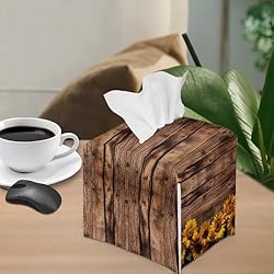 Talayituse Sunflower Wood Print Tissue Box Cover