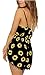 Lanzom Women Summer Vintage V Neck Straps Sunflower Print Romper Jumpsuit
