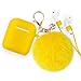 for Airpods Case - BlUEWIND Drop Proof Air Pods Protective Pom Pom Keychain Case Cover Silicone Skin for Apple Airpods 2 & 1 Charging Case, Cute Fur Ball Airpods Keychain/Strap (Yellow)