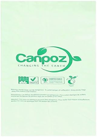 Canpoz Extra Strength 100% Compostable Kitchen Bags, 96 Count, BPI Certificated, ASTM D6400, Europe Vinçotte certified OK Compost Home, 2.6 Gallon, Fits 2 Gallon Bins, 96 Bags per Box