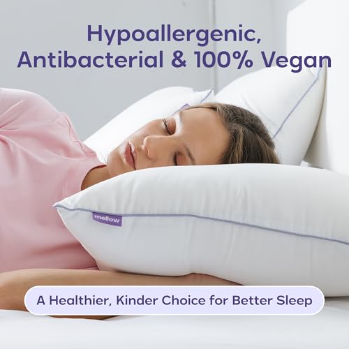 Mellow Hotel Pillow — King Size, Waterproof & Stain-Resistant Down-Alternative Bed Pillow, Hypoallergenic Oeko-TEX® Cover, Machine Washable, Stays Fluffy, Support for Side/Back/Stomach Sleepers