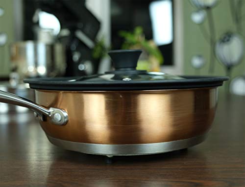 Glass Lid Universal - Graduated Kitchen Lids Multisize 10" / 25.5 cm, 10.8" / 27.5 cm, 11.6" / 29.5 cm (outer edges 12.2" / 31 cm) for Pots and Pans, Heat Resistant Silicone Rim, Black