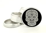 Sugar Skull Black Design 2.4''' Large Size 4 Part Aluminum Grinder That Has Fashion Design On And Covered With Crystal Clear Doming Item # 63M-G15-316