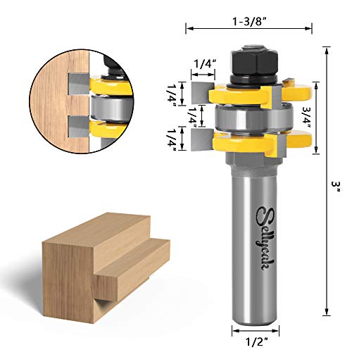 Tongue and Groove Router Bit Set 1/2 Shank, SellyOak Tongue Groove