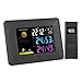 Wosports Weather Station Wireless Digital Color Forecast Remote Sensor Indoor Outdoor Temperature Humidity Monitor Alarm Clock with LED Backlight Multi Function( Black)