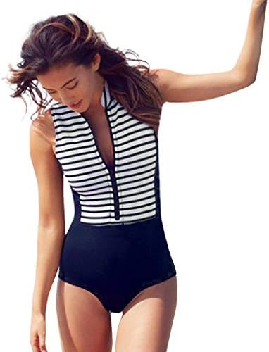 Women One Piece Swimsuit, Leadmall Tummy Control Tankini Swimwear, Adjustable Neckline Sports Swimming Suit, Cut Out Bottoms Bathing Suit (M, Navy)