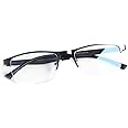 FONHCOO Reading Glasses for Women Men, Blue Light Blocking Reading Glasses Metal Half Frame Computer Readers Anti UV/Glare