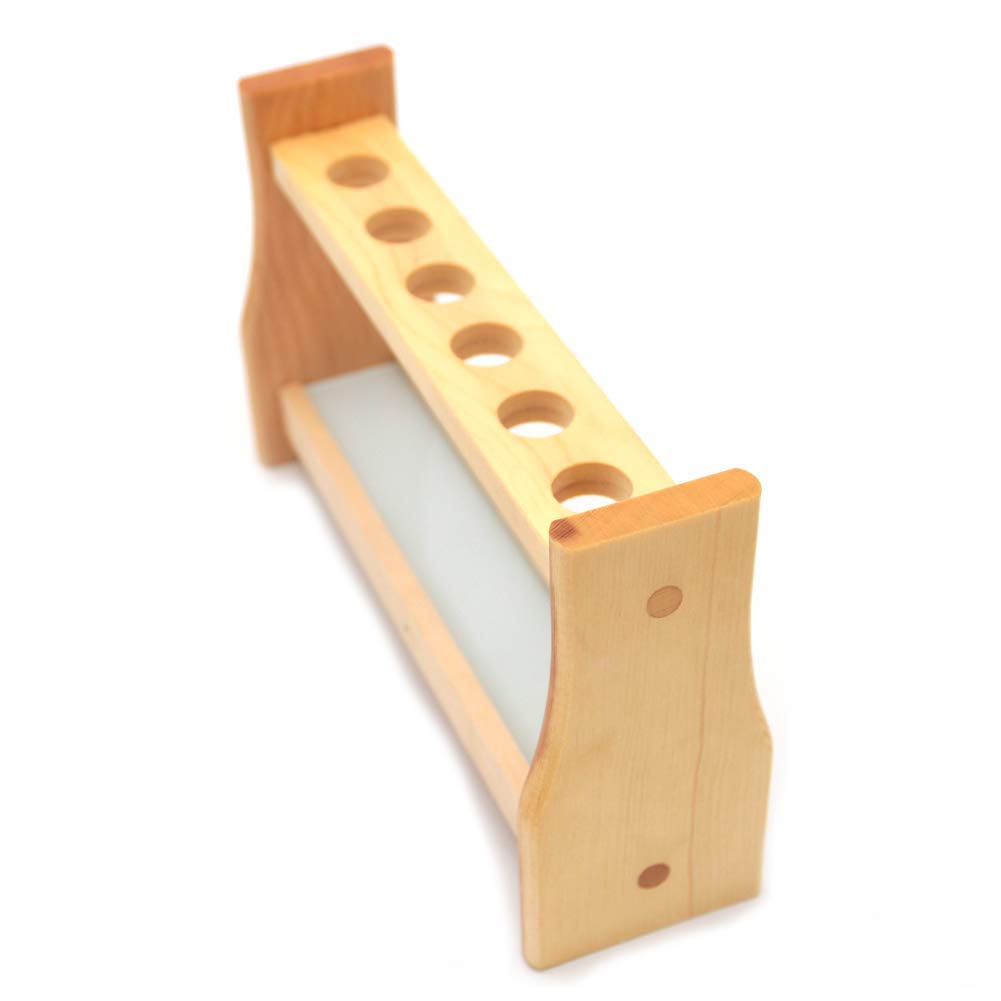 feedal Wooden Test Tube Rack Holder Rack 21mm Hole Wooden Holder Chemistry Spice Rack Test Tubes Lab (25ml 6Slots)