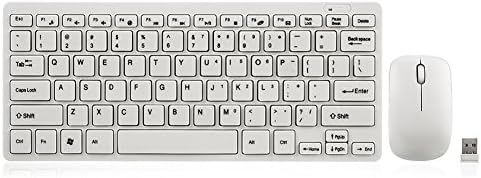 MASKELENA Wireless Keyboard and Mouse Combo Ultra Mini Slim Portable for PC-White