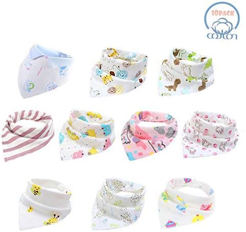 Baby Dribble Bib - Bandana Dribble Bibs Boys, Bandana Drool Bibs for Toddlers, Super Absorbent Soft Cute Bibs Girls, Ideal Baby Gift with 2 Adjustable Snaps - 8/10 PCS (Pink)