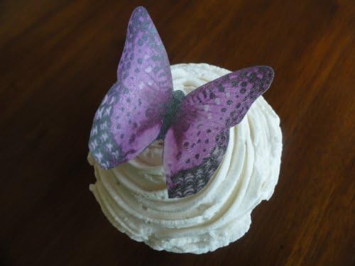 LARGE PURPLE BUTTERFLY Set of 12 Edible Butterflies - Cake and Cupcake Toppers, Decorations A6