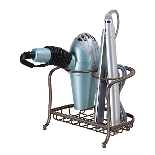mDesign Steel Bathroom Countertop Hair Tool Storage Organizer Accessory