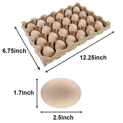 SallyFashion 24 Pcs Unpainted Wooden Eggs Fake Eggs Easter Eggs for Children DIY Game, Kitchen Craft Adornment, Toy Foods