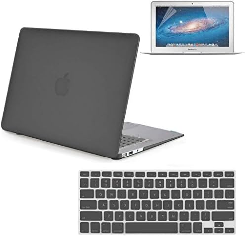 Neway 3 in 1 bundle Matte Surface Crystal Rubberized Hard Shell Case cover protector for Apple Macbook Air 11" (A1370 and A1465)& Keyboard Cover & LCD HD Screen protector,11.6" Air,Grey(bundle)