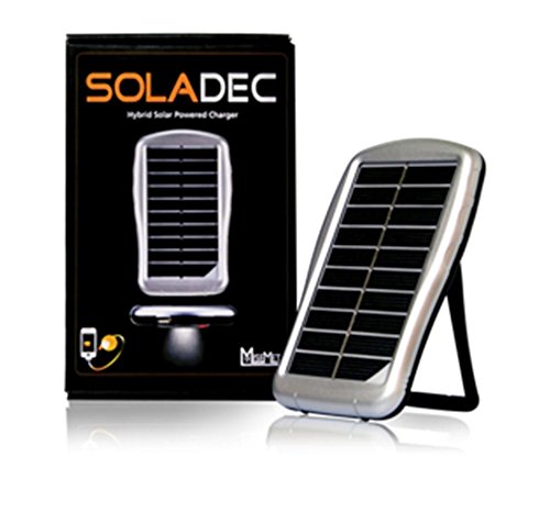 Soladec Hybrid All-in-One Portable Solar Power Charger and External Battery Pack with Integrated Ultra High-Flux LED Light for iPod, iPhone, iPad and Other USB Devices