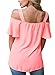 FIYOTE Women Cold Shoulder Coutout Ruffles Casual Tops Blouse Large Size Pink