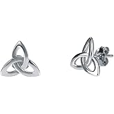 Celtic Knot Twist Forever Love Heart Triangle 925 Sterling Silver Stud Earrings for Women Minimalist Vintage Hypoallergenic Piercing Post 12mm