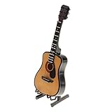 MonkeyJack 1/6 Action Figures 12inch Dolls Musical Accessory Wood Guitar Model with Stand & PU Box Home Office Decor