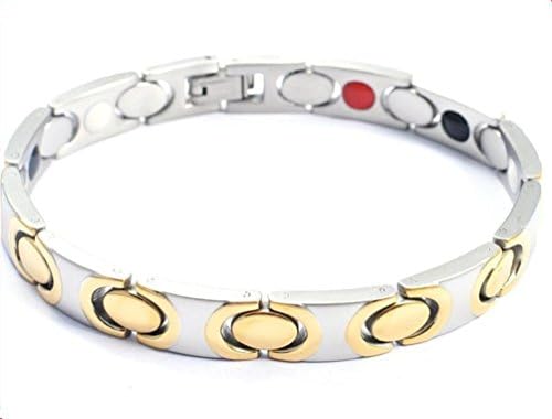 Jewelryfinds Upscale Titanium Steel Men Titanium Steel Lodestone Germanium Stone Bracelet