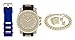 Techno Pave Iced Out Watch + Interchangeable Band + Cuban Bracelet + Iced Out Earrings & Ring [Gift Set]