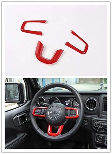 Highitem ABS Steering Wheel Buttons Cover Trim Car Styling Auto Accessories Interior Decoration for Jeep Wrangler JL 2018 Up (Red)