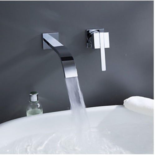 Kitchen Faucet, Wall Mounted Waterfall Bathroom Basin Faucet Single Handle Sink Mixer Tap Chrome, Faucet Body Material Brass