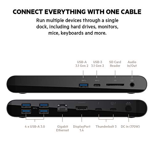 Belkin Thunderbolt 3 Dock Pro w/ Thunderbolt 3 Cable USBC Hub USBC Docking Station for