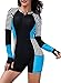 LEANI Women Long Sleeve Rashguard One Piece Swimsuit Zip UV Protection Striped Color Block Surfing Swimwear Bathing Suit