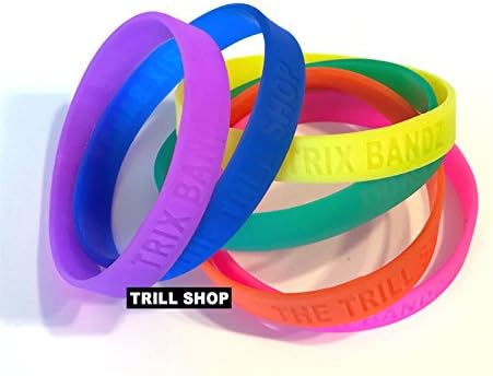 TRIX BANDZ - 6 Glow In The Dark Trick Bands For Your Tri-Spinner Fidget | Great For Late Night Tricks | Wristlet - Bracelet - Fashion Accessory | Great Party Gift For Kids &amp; Teens by The Trill Shop