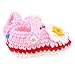 Outop Pink White Flower Baby Newborn Infant Girls Crochet Knit Socks Crib Casual Shoes Prewalker