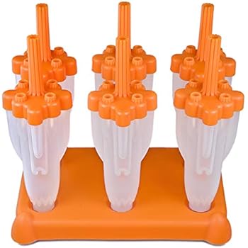Tovolo Rocket Ice Pop Mold Popsicle Maker, Drip-Guard, Sturdy Stand Base, 2.5 Fluid Oz, Set of 6, Orange