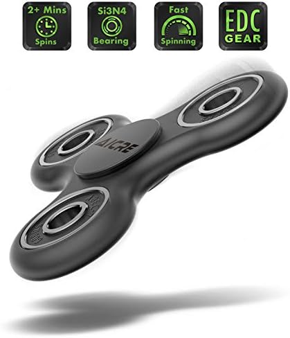 AICRE Anti-Anxiety Fidget Spinner Toy | Premium Quality Ultra High Speed Si3N4 Ceramic Bearing [3D Figit] | 2-3 Mins Spins | EDC Focus Toys For Kids &amp; Adults | Perfect For Stress Relief (Jet Black)