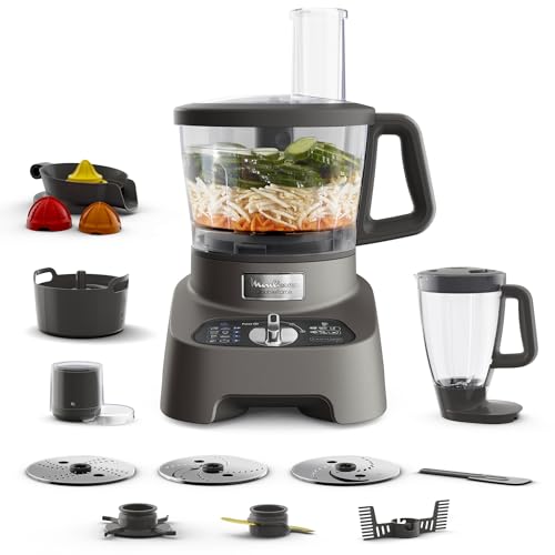 Moulinex Double Force Multifunctional Robot, 1000 W, Multipurpose Blender 2L, 10 Accessories, 31 Functions, Chopper, Graters, Juicer, FP825E10