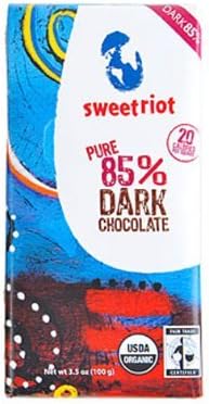 Sweetriot 85% Dark Chocolate Bar 3.5 Oz (Pack of 12)