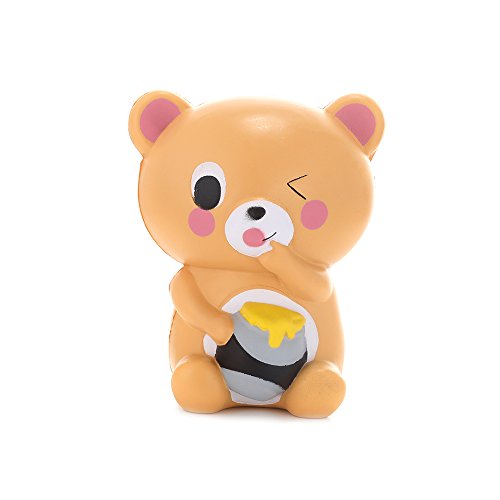 Anboor 4.9" Squishies Bear Honey Jar Kawaii Slow Rising Scented Stress Relief Squishies Kids Toys Decorative Props Gift - Thumbnail 6