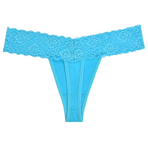 Women's Lace Thong Underwear Hollowed Out T Back Low Waist Ice Silk Sexy Cheeky Thong See Through Panties (Black, Grey& Apricot, Medium) - Thumbnail 4