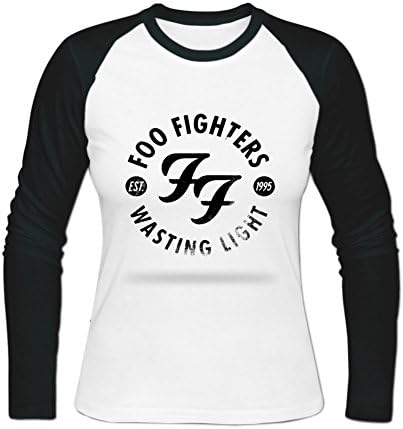 Womens Cotton Foo Fighters Long Baseball T-shirts XXL White