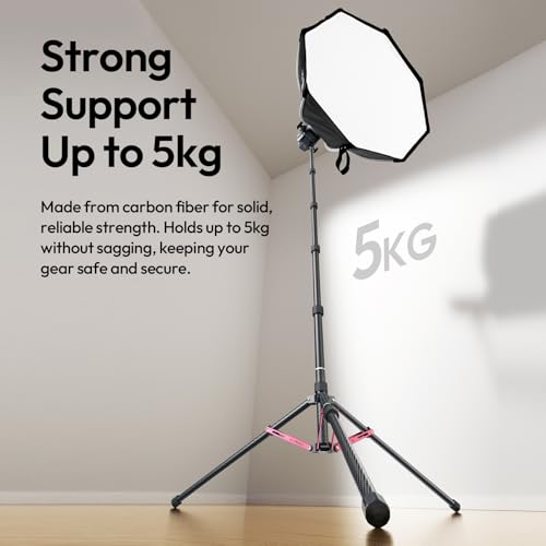 ULANZI T230 230 cm Carbon Light Stand Professional Reversible Carbon Fibre Lamp Stand with Carry Bag, Max Load 5 kg, Removable Centre Axis Portable Compact Tripod Metal for Studio Light
