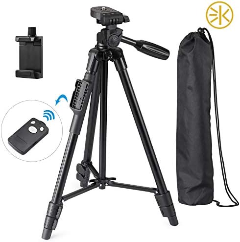3keys™ Tripod, 50 Inch Aluminum Tripod, Video Tripod for Cellphone, Camera, Universal Tripod with Wireless Remote, Compatible with iPhone Xs/Xr/X/8/8 Plus/Samsung Galaxy/Google/GoPro Hero Oneplus