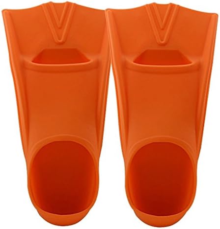 ParaCity(TM) Learning Swim Fins Swimming Silica Gel Short Training Adults Womens/Mens/Kids Flippers Pool Beach (Orange, UK 9-11 length: 35.5CM)