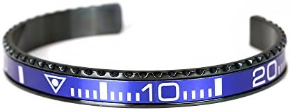 Unidirectional Bezel Bracelet in Black PVD with Blue Inset