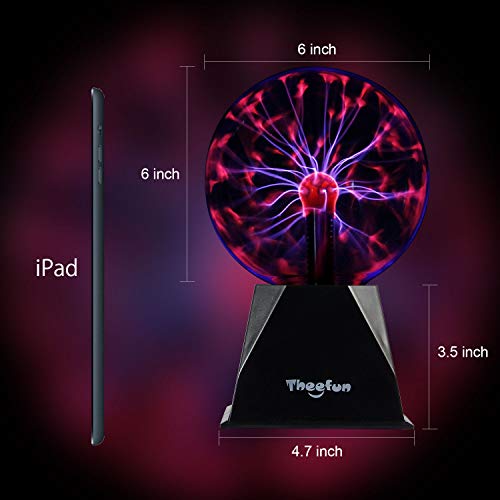 Theefun True 6" Magic Plasma Ball , Touch & Sound Sensitive Plasma Lamp Light, Nebula Sphere Globe Novelty Toy for Decorations/Kids/Bedroom - Thumbnail 2