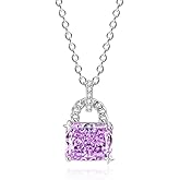 TANGILLA Purple Cubic Zirconia Necklace with Ice Snowflake Cut for Women, Dainty Solitaire Pendant Hypoallergenic Gift for Her, Stainless Steel 18"+2" Chain