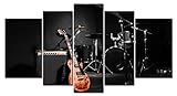 SmartWallArt - Music Series 5 piece Wall Artwork the Music of the Band Guitar and Shelf Drum Pictures Modern Home Decor for Living Room Bedroom