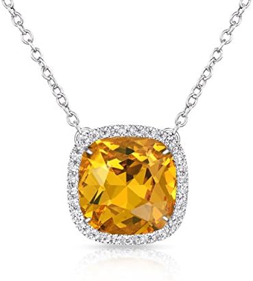 Alantyer 12 Months February Birthstone Necklace Anniversary Stone Jewellery for Women with Square Halo Crystal Pendant, Beautiful Gift Box