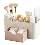 Livoty Cosmetic Make Up Organiser Display Table Desktop Storage Stand, Cosmetic Drawer Type Storage Box Case Holder Brush Pen Jewelry Organizer Saving Space (pink)