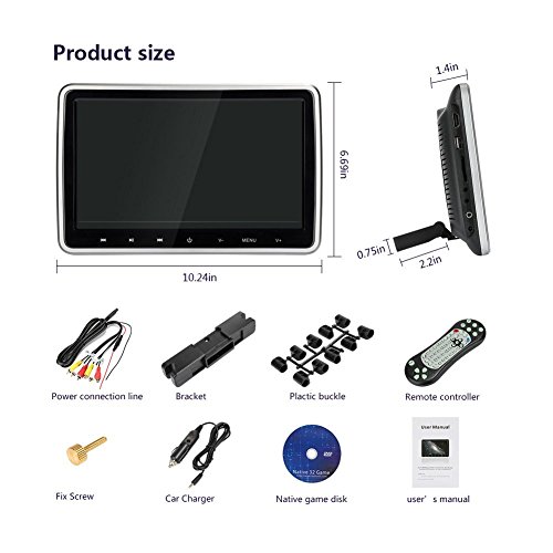Car DVD Player 10.1 inch Ultra-Thin HD Vehicle Headrest DVD Player Monitor Backseat in Car Entertainment System for Kids with HDMI USB SD Remote (CL101DVD)